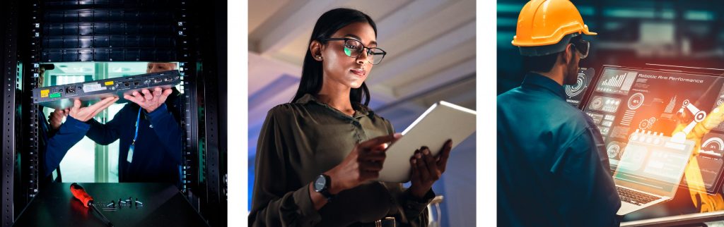 Collage of 3 images displaying IT-OT Solutions