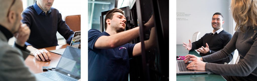 Collage of 3 images displaying digital workspace services