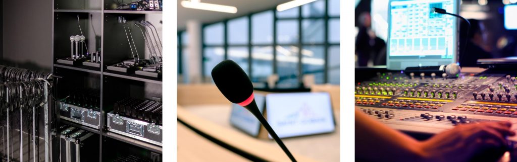 Collage of 3 images displaying event production services